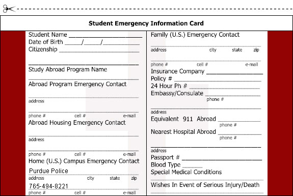 Student Information Card Template